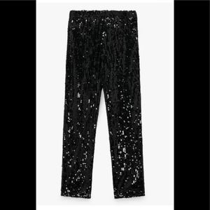 NEW Zara Black Sequin Trouser Pants